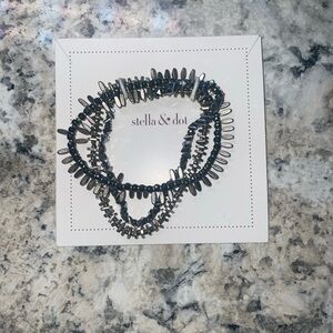 Stella and Dot three bracelet set in black and silver with edgy vibes! So cool!